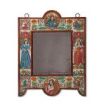 A FINE, RARE AND LARGE CHARLES II YEW AND BEADWORK MIRROR, CIRCA 1665