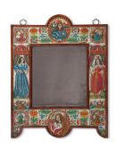 A FINE, RARE AND LARGE CHARLES II YEW AND BEADWORK MIRROR, CIRCA 1665