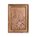 AN ITALIAN TERRACOTTA PLAQUE DEPICTING SLEEPING NYMPH WITH PUTTI, 18TH CENTURY