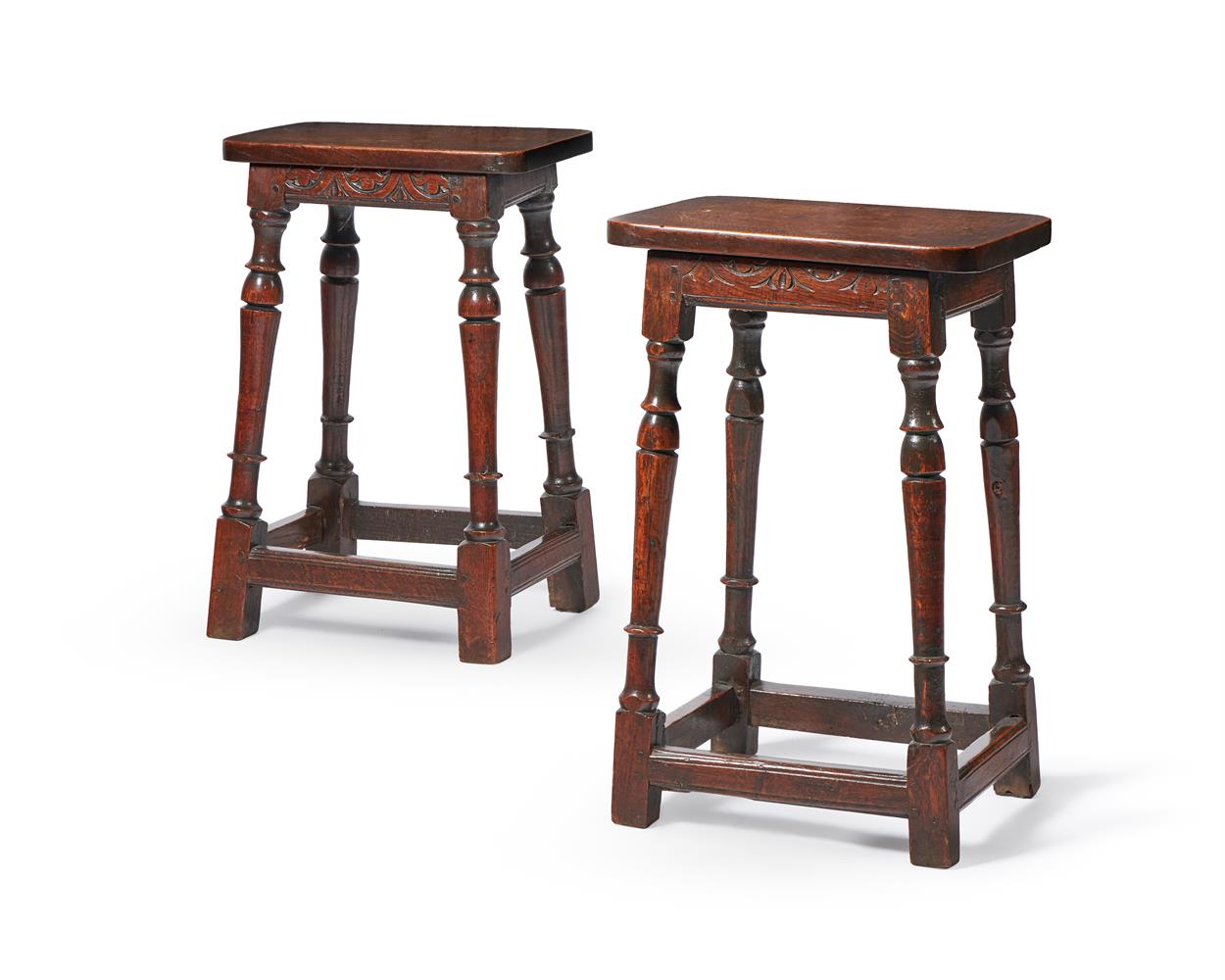 A PAIR OF OAK JOINT STOOLS, 18TH CENTURY
