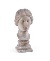 AFTER THE ANTIQUE- AN ITALIAN WHITE MARBLE PORTRAIT HEAD OF A WOMAN, 18TH CENTURY