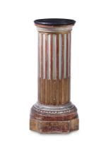 A FRENCH GILT AND PAINTED FLUTED WOOD PEDESTAL, 19TH CENTURY