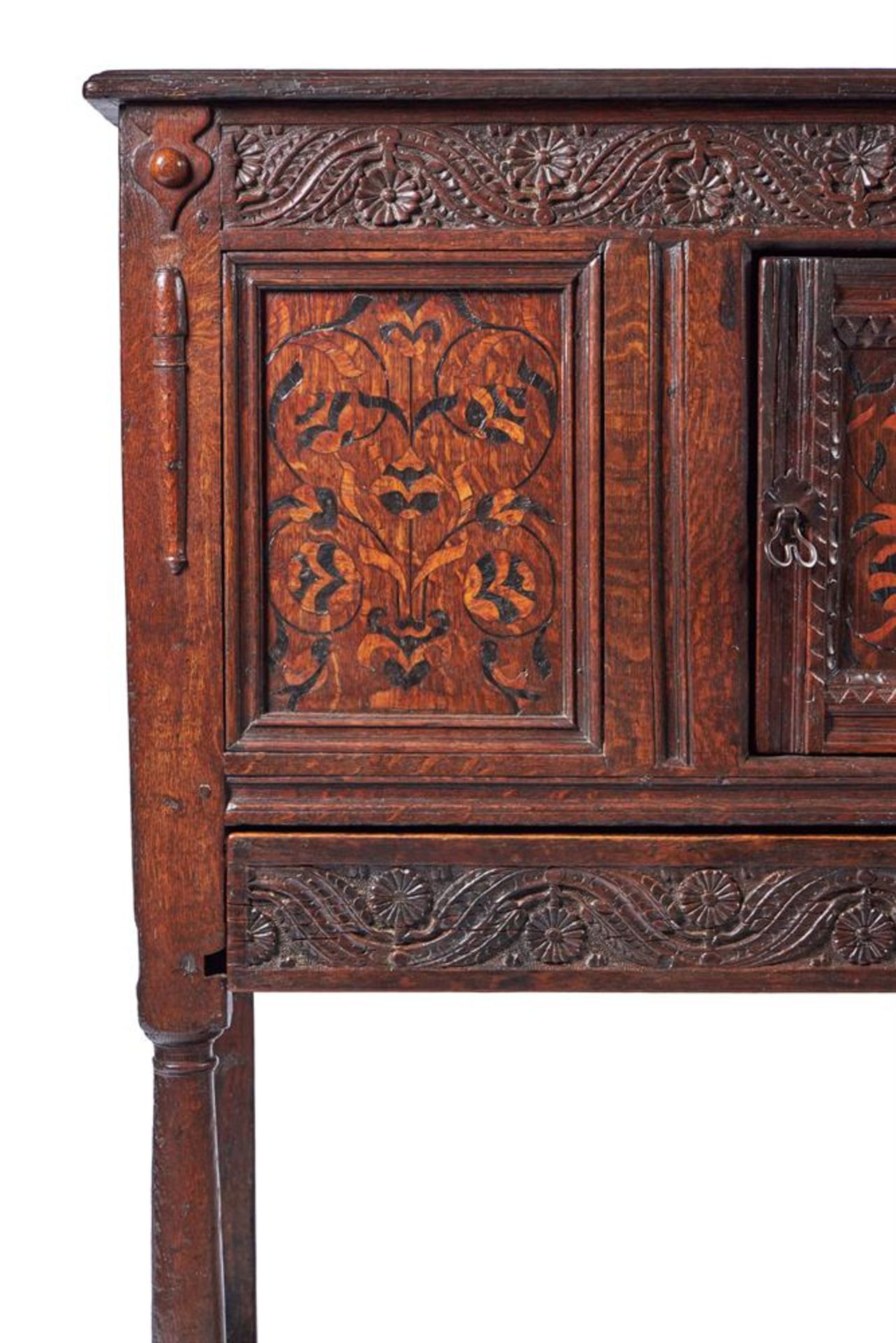 A CHARLES II OAK CUPBOARD OF YORKSHIRE TYPE, 17TH CENTURY - Image 3 of 4