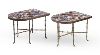 ATTRIBUTED TO GIACOMO RAFFAELLI (1753-1836)- A PAIR OF INLAID MARBLE SIDE TABLES, EARLY 19TH CENTURY