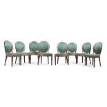 A SET OF EIGHT GEORGE III CHAIRS IN THE MANNER OF JOHN LINNELL, CIRCA 1780