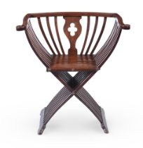 AN UNUSUAL YEW ARMCHAIR, 19TH CENTURY