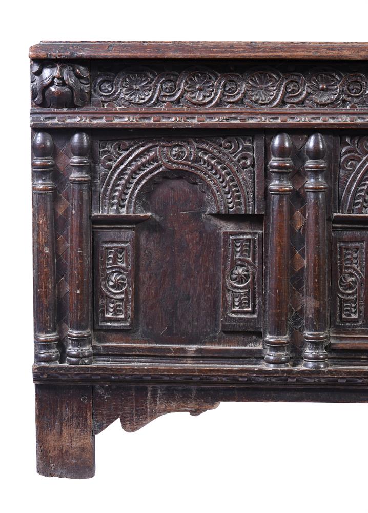 A CHARLES I PANELLED OAK CHEST OR COFFER, CIRCA 1630 - Image 3 of 4