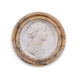 AN ITALIAN MARBLE PROFILE RELIEF ROUNDEL OF FAUSTINA THE ELDER, 18TH CENTURY