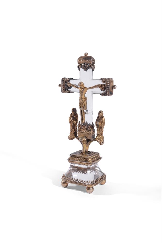 AN AUSTRO-GERMAN ROCK CRYSTAL & SILVER GILT CRUCIFIXION GROUP - Image 2 of 3