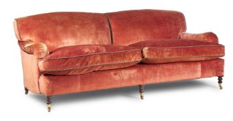 A PAIR OF UPHOLSTERED SOFAS BY GEORGE SMITH, OF RECENT MANUFACTURE