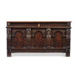 A COMMONWEALTH PANELLED OAK CHEST, 1650