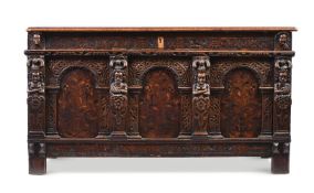 A COMMONWEALTH PANELLED OAK CHEST, 1650