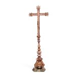 AN ITALIAN ALABASTER CRUCIFIX ON STAND, 18TH CENTURY