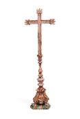 AN ITALIAN ALABASTER CRUCIFIX ON STAND, 18TH CENTURY