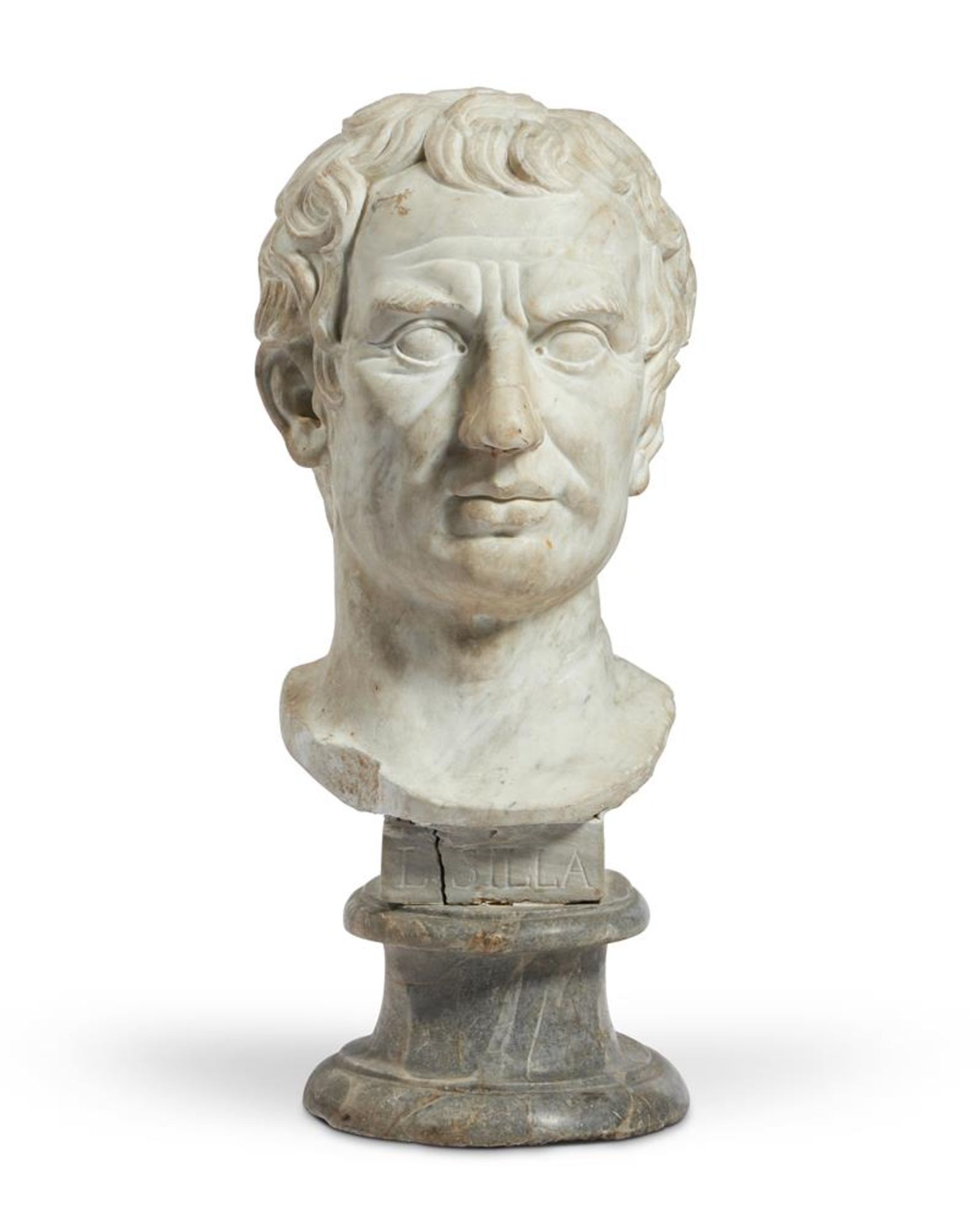 AN ITALIAN WHITE MARBLE PORTRAIT HEAD OF LUCIUS SILLA, 17TH/18TH CENTURY - Image 2 of 6