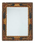A VENETIAN CARVED GILTWOOD AND LACQUER MIRROR, 18TH CENTURY
