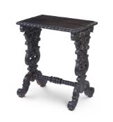 Y AN ANGLO-INDIAN CARVED EBONY SIDE TABLE, SECOND QUARTER 19TH CENTURY