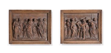 A PAIR OF ITALIAN TERRACOTTA MODELS FOR RELIEFS WITH CLASSICAL SCENES, EARLY 19TH CENTURY