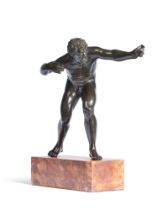 A GERMAN BRONZE FIGURE OF HERCULES AS AN ARCHER, 17TH CENTURY