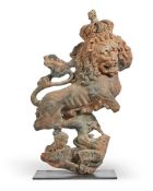 A LARGE GEORGE III STONE HERALDIC LION FROM A ROYAL COAT OF ARMS, 18TH CENTURY