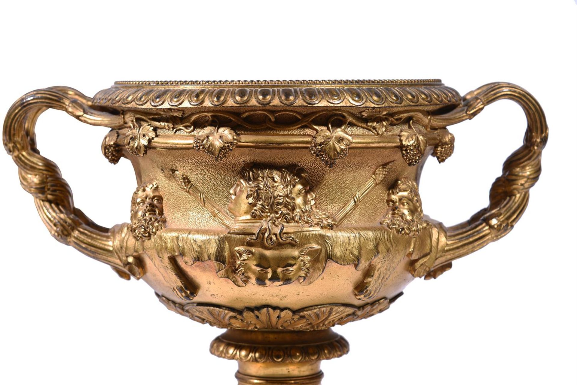 AFTER THE ANTIQUE, A PAIR OF REGENCY ORMOLU WARWICK VASES, EARLY 19TH CENTURY - Image 3 of 4