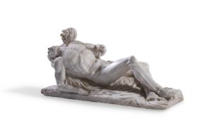 AN ITALIAN WHITE MARBLE GROUP OF THE LAMENTATION, 17TH/18TH CENTURY