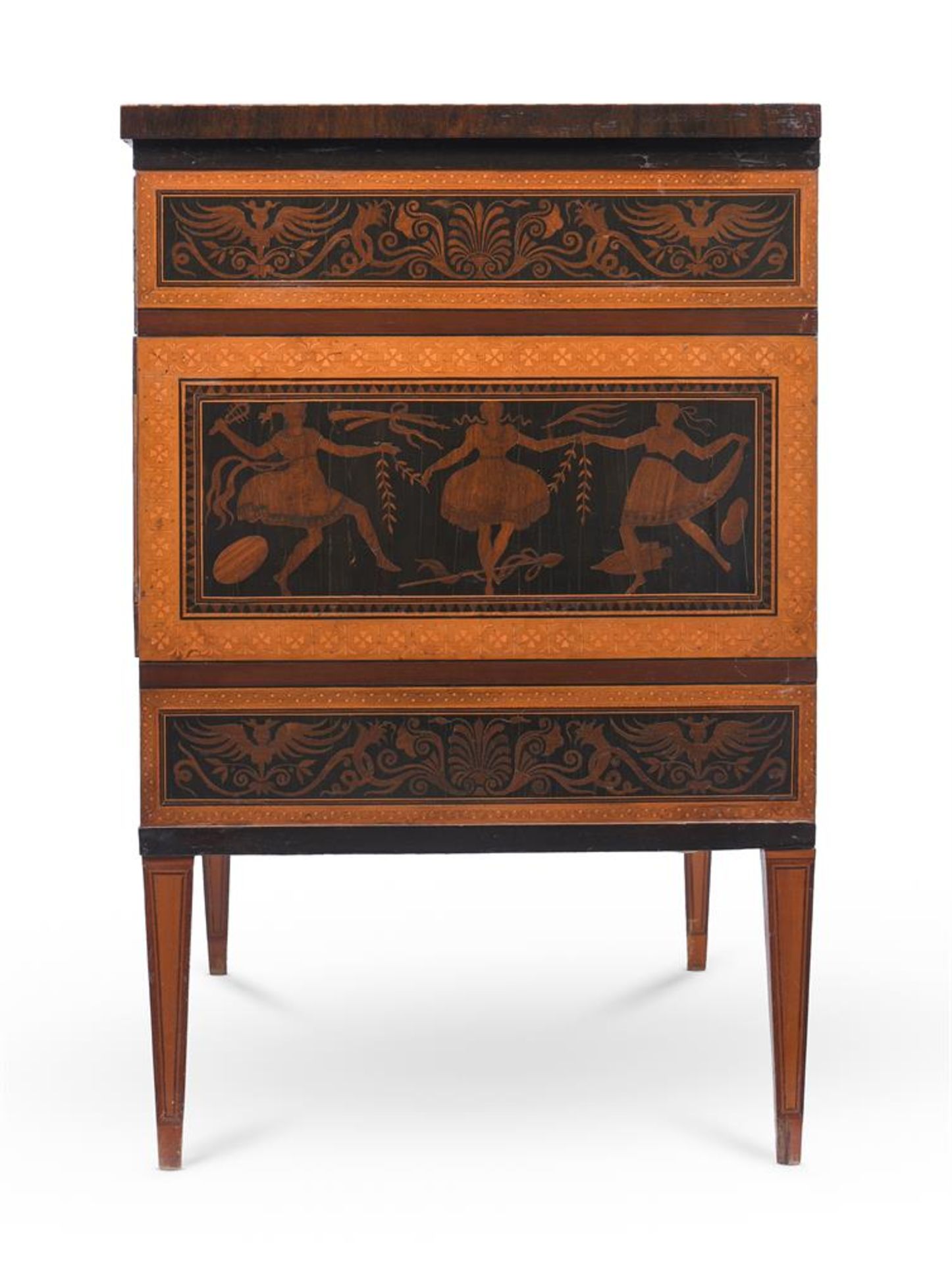 Y A PAIR OF ITALIAN ROSEWOOD, EBONY, PURPLEWOOD, SYCAMOR MARQUETRY AND INLAID COMMODES - Bild 7 aus 10