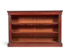 A GEORGE IV MAHOGANY DOUBLE SIDED OPEN BOOKCASE, CIRCA 1825