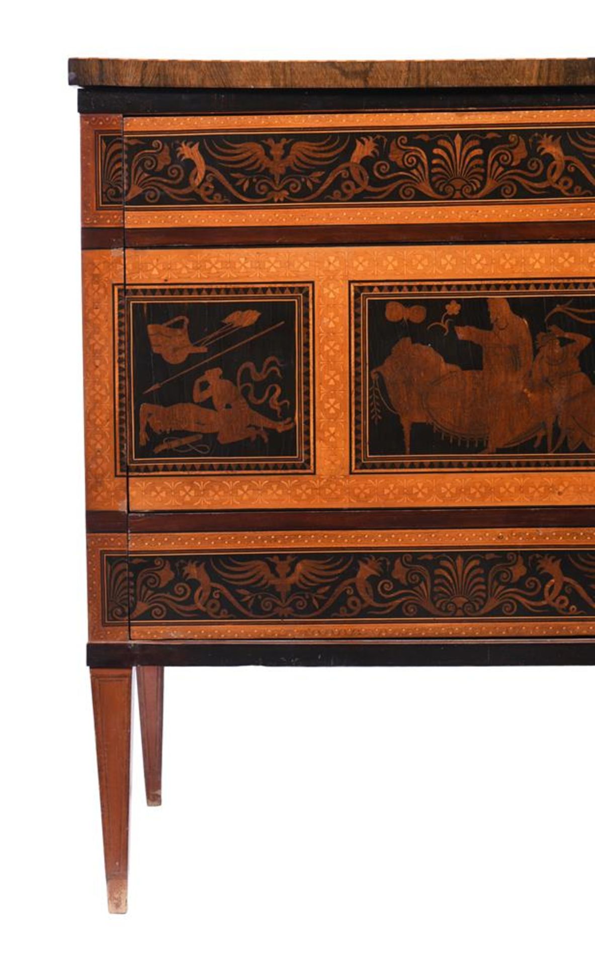 Y A PAIR OF ITALIAN ROSEWOOD, EBONY, PURPLEWOOD, SYCAMOR MARQUETRY AND INLAID COMMODES - Bild 5 aus 10