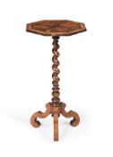 AN OLIVEWOOD AND CROSSBANDED TORCHERE OR CANDLESTAND, CIRCA 1690 AND LATER