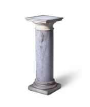 AN ITALIAN GREY & WHITE MARBLE PEDESTAL,18TH/19TH CENTURY