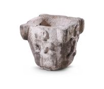 A LONGOBARDIC STYLE STONE MORTAR, POSSIBLY 17TH CENTURY OR EARLIER