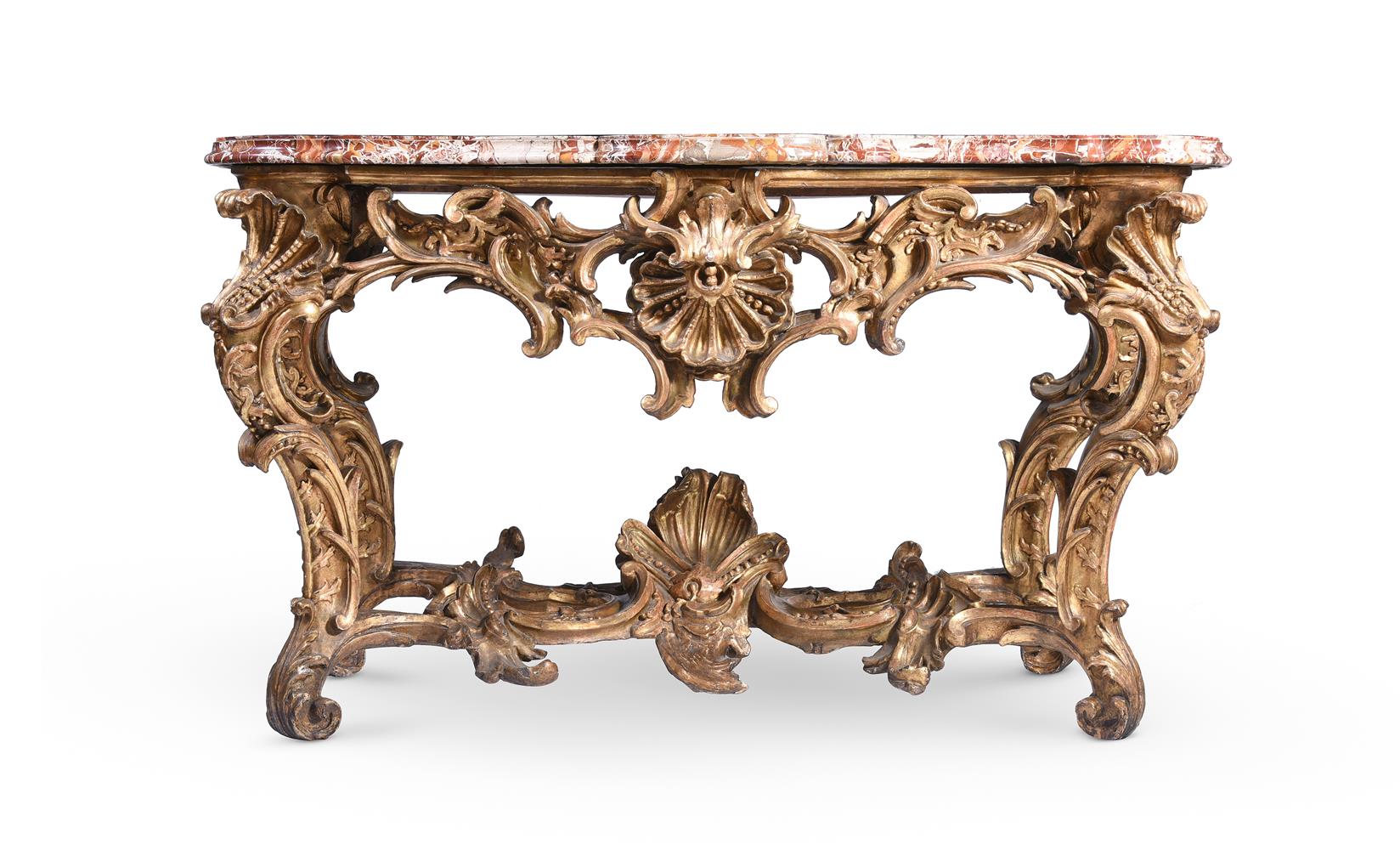 AN ITALIAN CARVED GILTWOOD SERPENTINE CONSOLE TABLE, 18TH CENTURY - Image 2 of 6