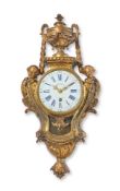 A FRENCH LOUIS XV ORMOLU CARTEL WALL TIMEPIECE WITH PULL-QUARTER REPEAT GODEFROY