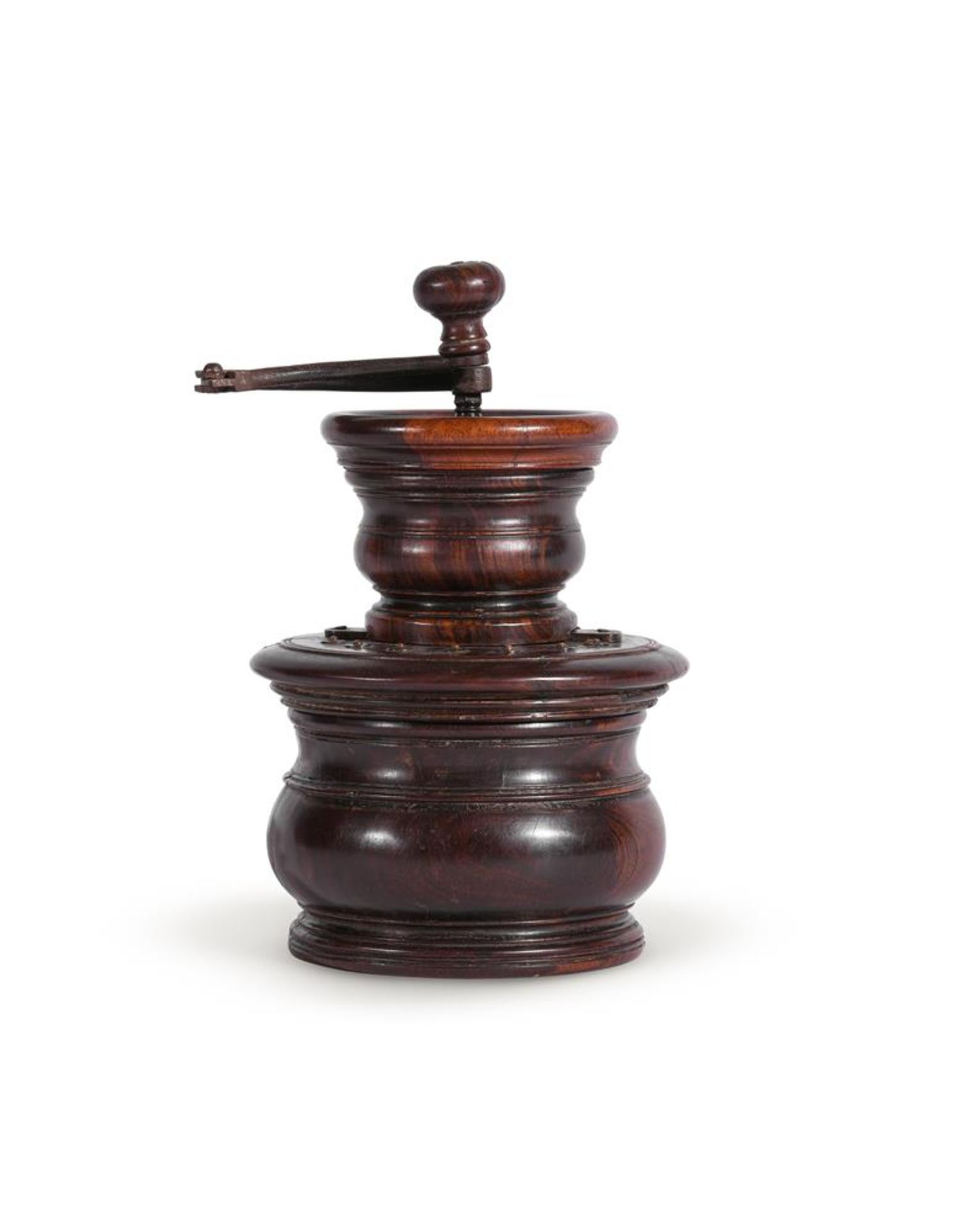 A TURNED LIGNUM VITAE COFFEE GRINDER, 18TH/19TH CENTURY - Image 2 of 2