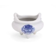 A Chinese blue and white tripod 'dragon' censer