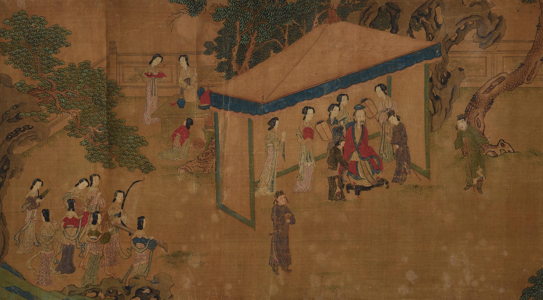 In the style of Qiu Ying (1495-1552) but Qing Dynasty - Image 2 of 6