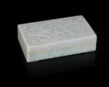 A Chinese rectangular jadeite box and cover