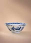 A Chinese blue and white 'seven sages of the bamboo grove' bowl