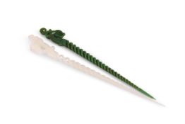 A white jade hair pin