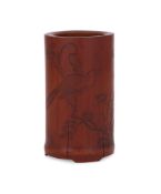 A Chinese carved bamboo brushpot