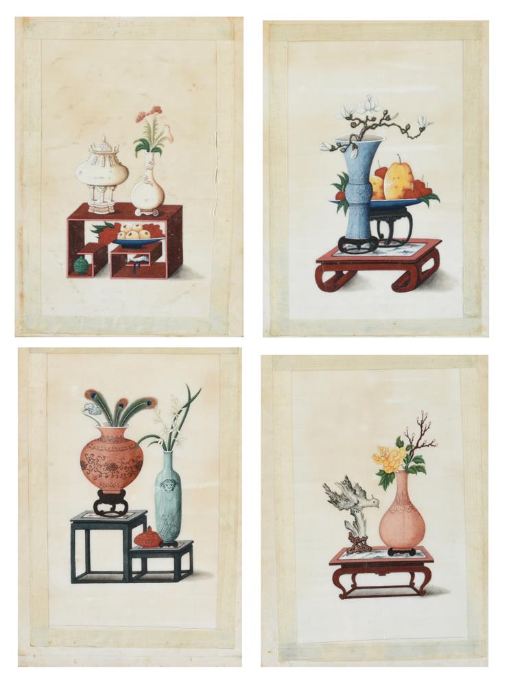 Four Chinese Export paintings on pith or rice paper