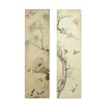 Y A pair of Canton embroidered silk panels