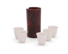 A group of five Chinese Dehua tea cups