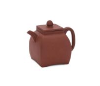 A Chinese Yixing square teapot and cover