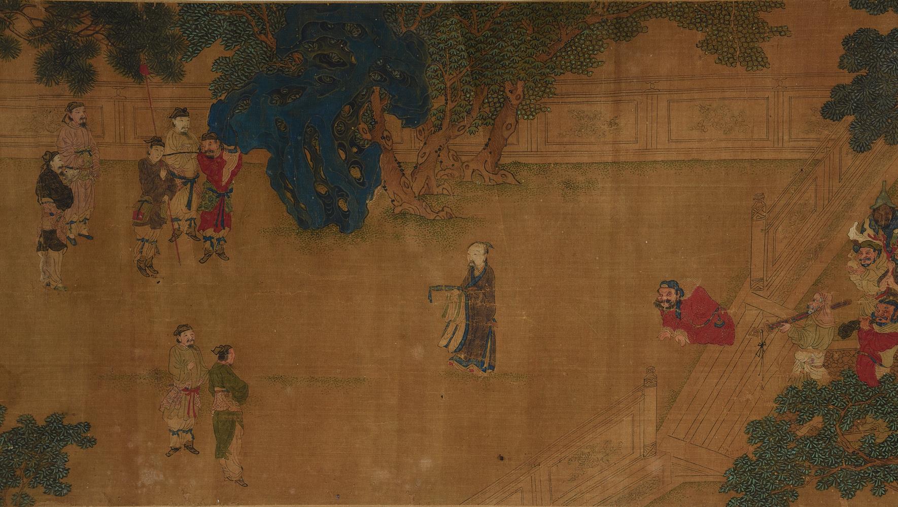 In the style of Qiu Ying (1495-1552) but Qing Dynasty - Image 4 of 6