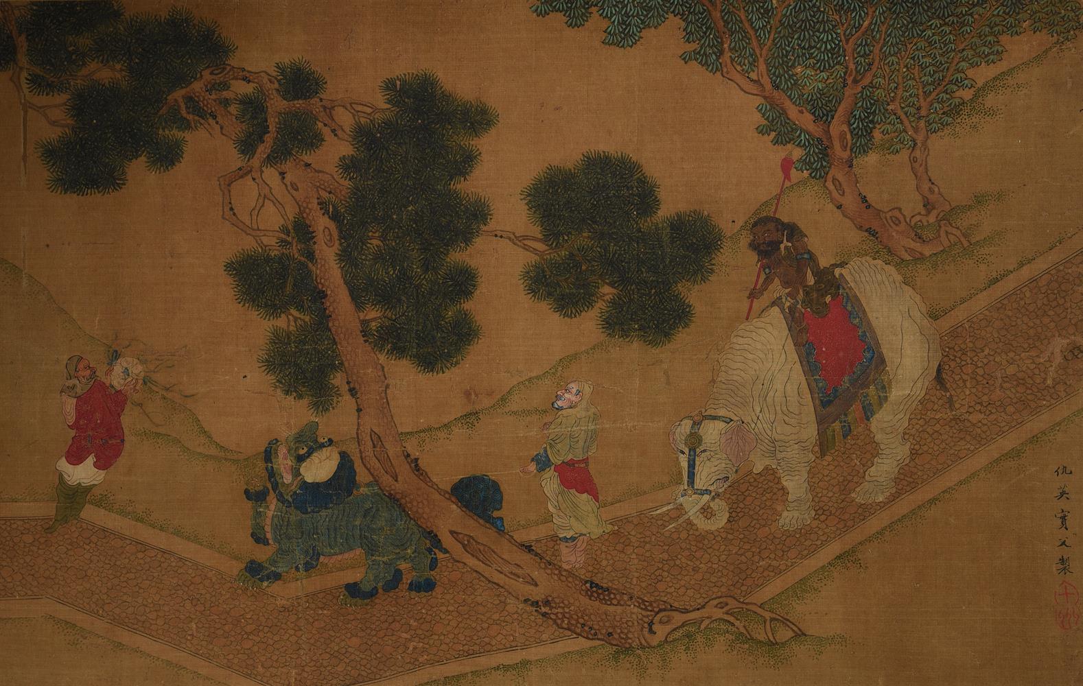 In the style of Qiu Ying (1495-1552) but Qing Dynasty - Image 3 of 6