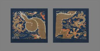 Two Chinese silk kesi robe 'Dragon' panels