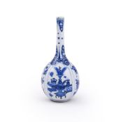A Chinese blue and white 'Precious Objects' slender bottle vase