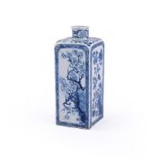 A Chinese blue and white 'Four seasons' square section bottle